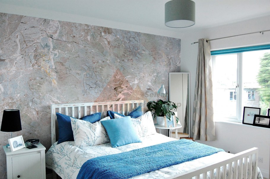 Спальня в светло голубом цвете