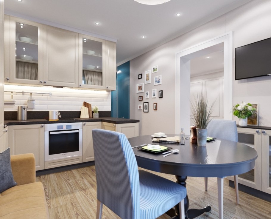 Интерьер гостиной - кухни в пике