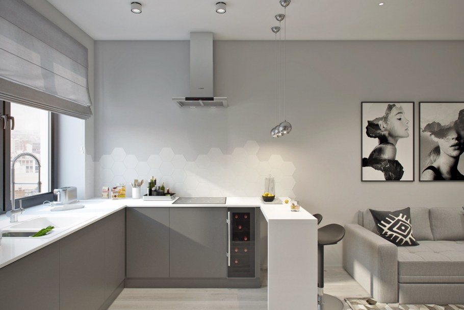 Кухня гостиная икеа 20м