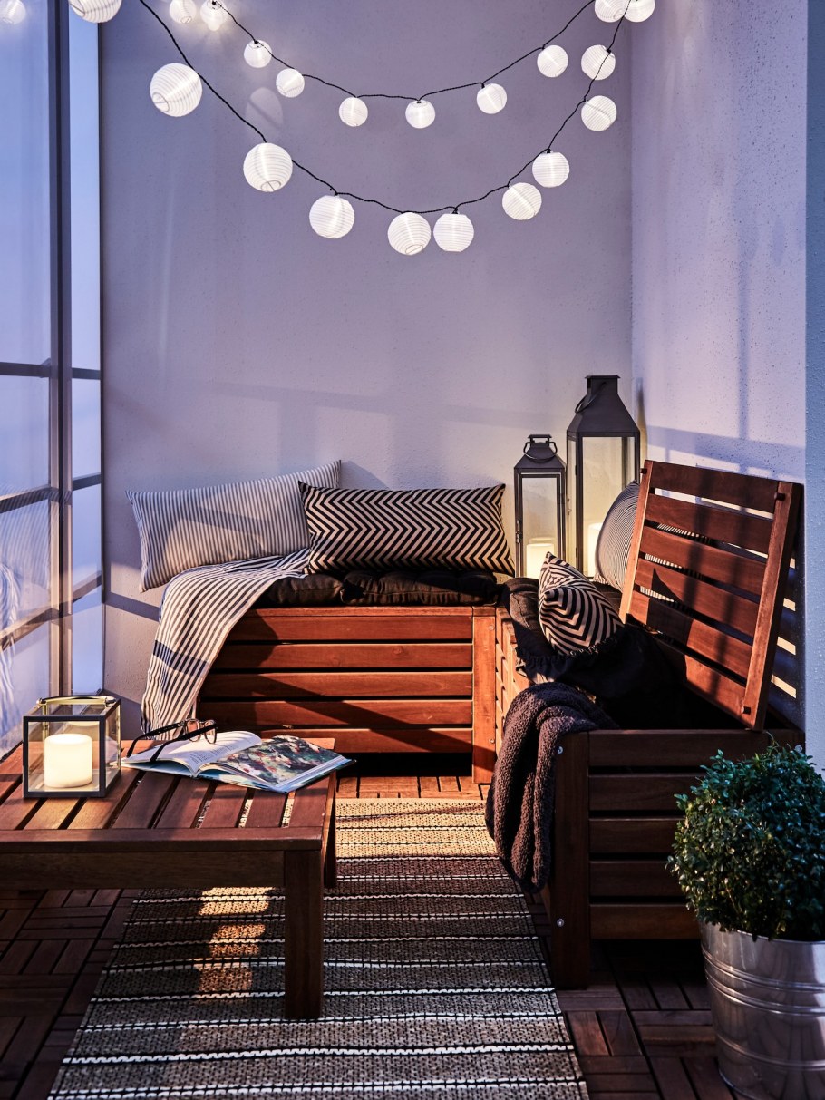 Гирлянда в интерьере спальни