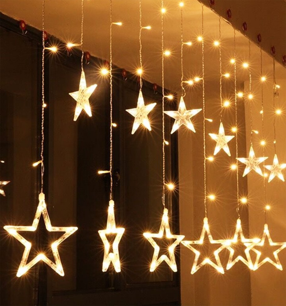Гирлянда-занавес звезды 2х1м 138 ламп теплый белый