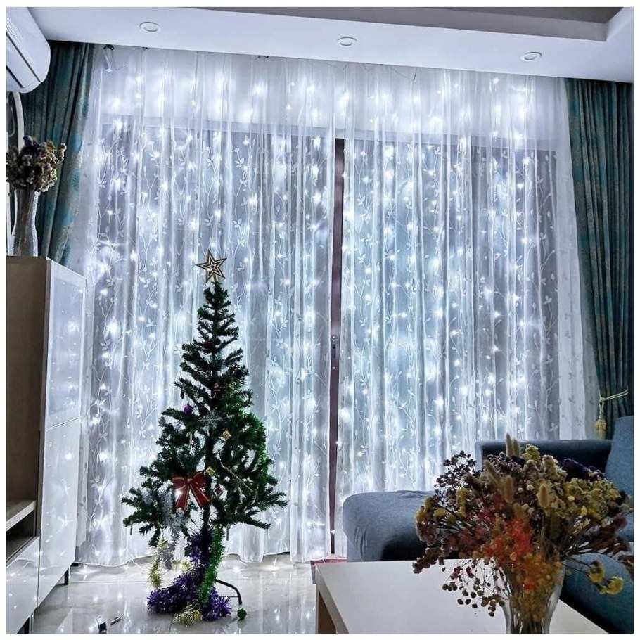 Гирлянда занавес 3х2 холодный белый