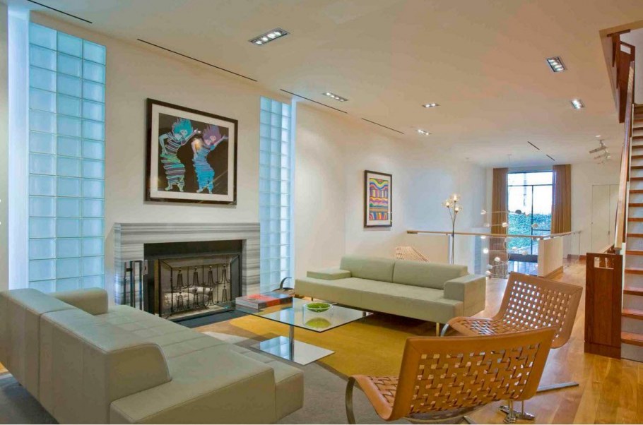 Стеклоблоки в гостиной