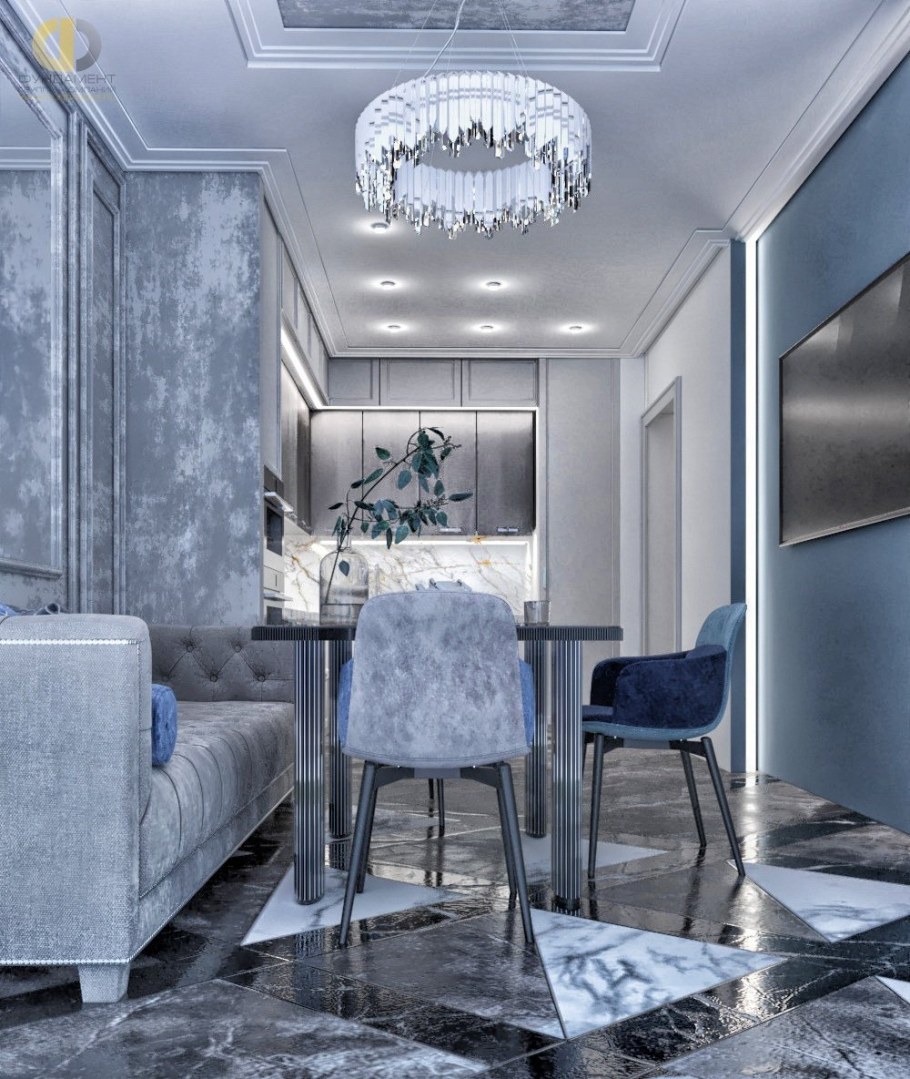 Интерьер в серо голубых тонах