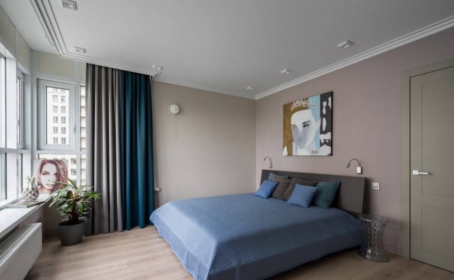 Интерьер в серо голубых тонах