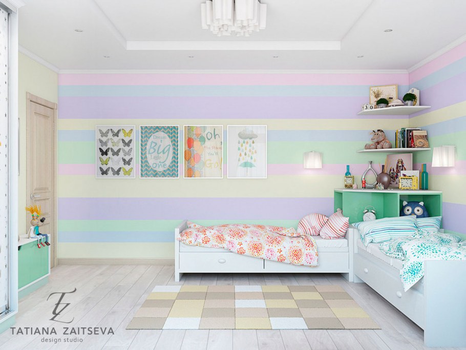 Интерьер детской в пастельных тонах