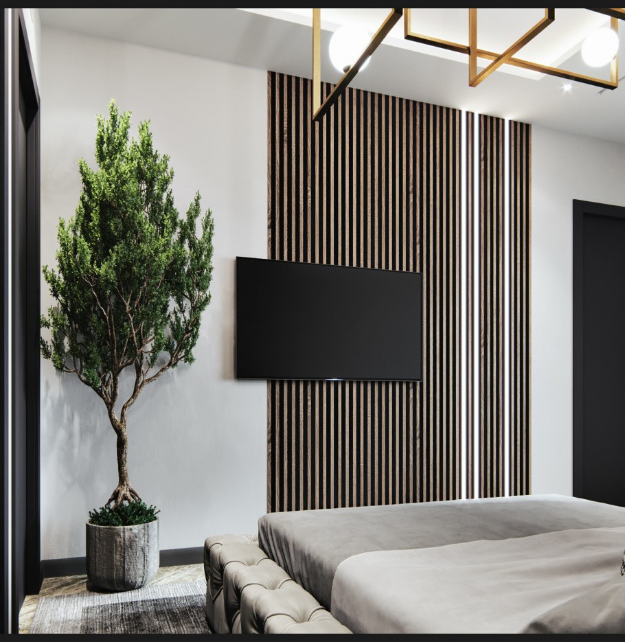 Деревянные планки в интерьере