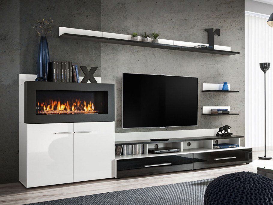 Стенка с камином в гостиную