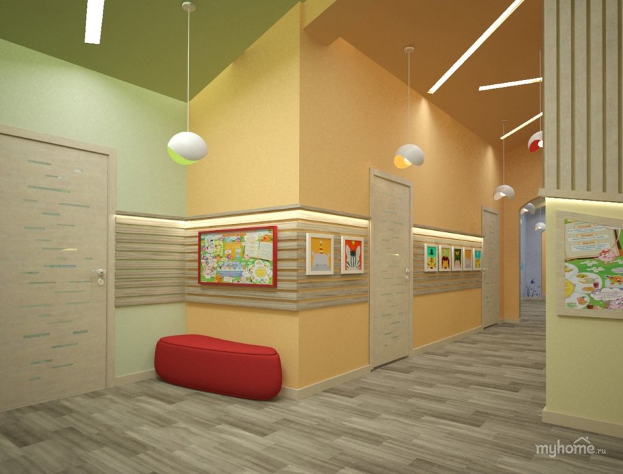 Холл в детском саду современный