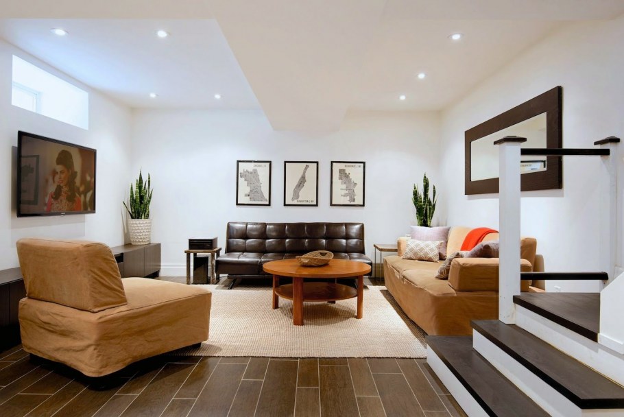 Подземный этаж в частном доме спальня