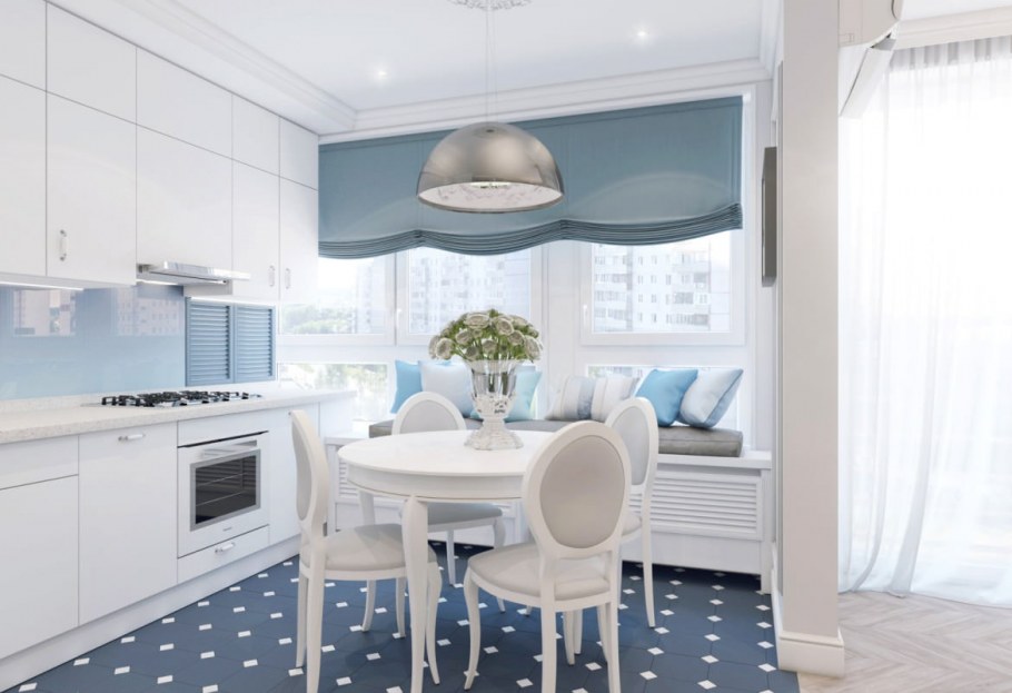 Декор кухни в синих тонах