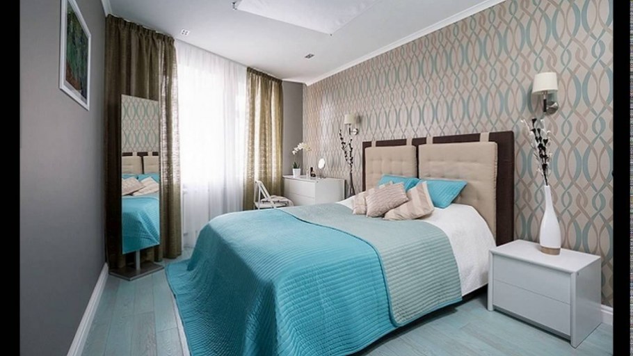 Спальня в бирюзовых тонах