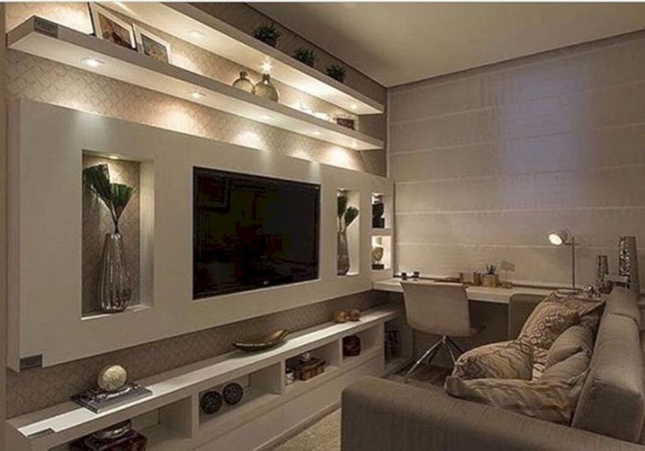 Гостиная с нишей для телевизора