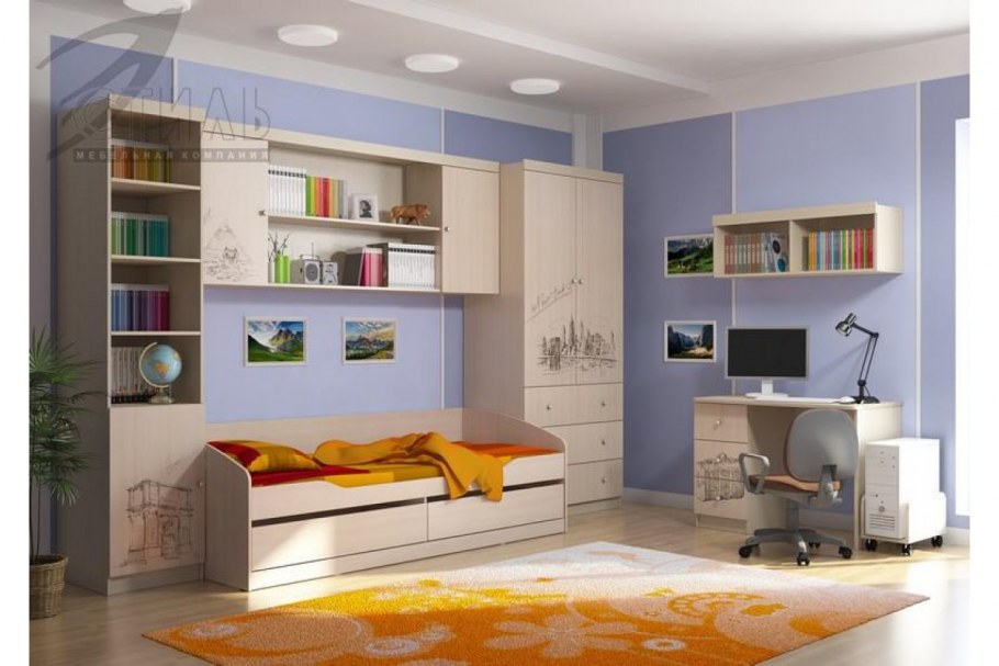 Детская стенка с кроватью угловая