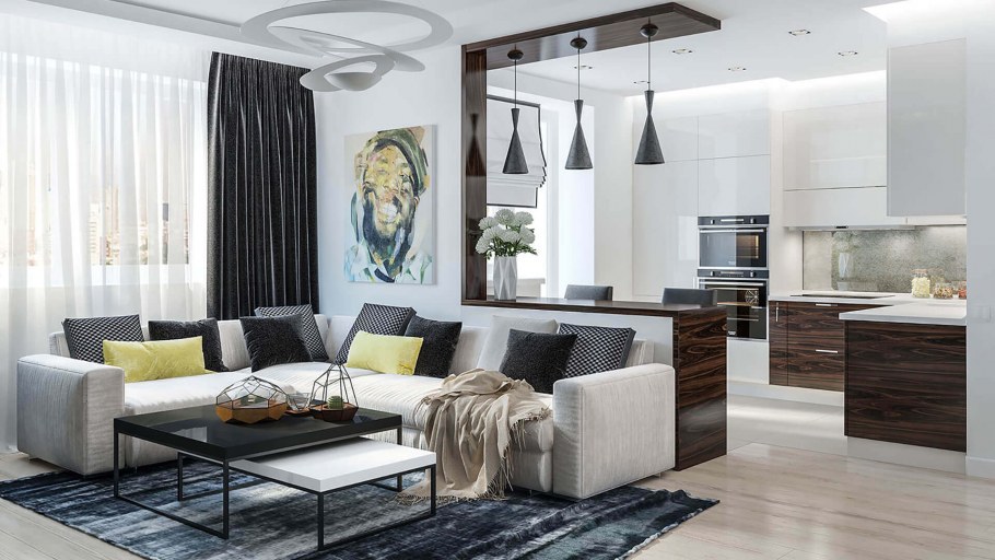 Просторная кухня-гостиная