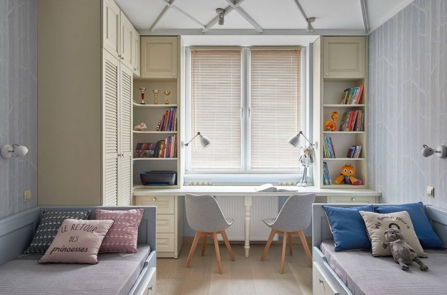 Тюль в детскую комнату девочке рабочая зона у окна