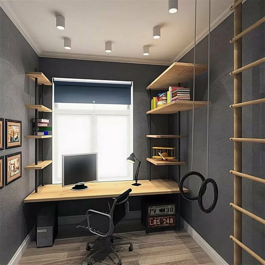 Комната 8м2 для мальчика письменный стол у окна икея