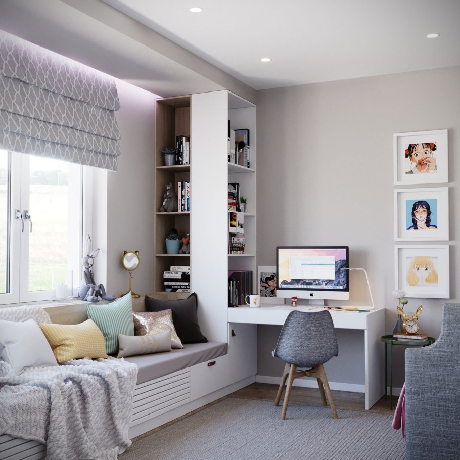 Гарнитур с письменным столом у окна