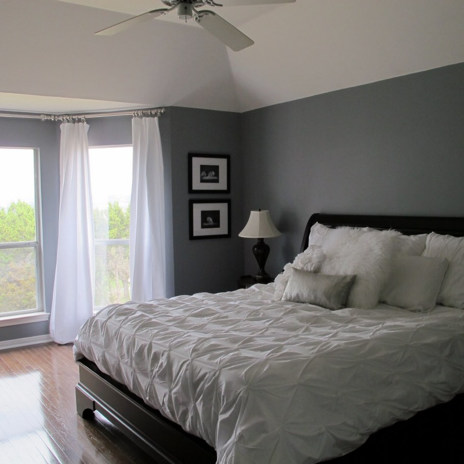 Серый цвет стен в спальне