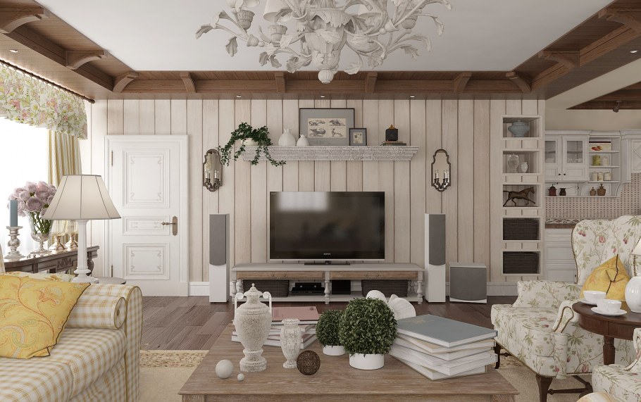 Оцилиндровочный дом в стиле Кантри и Прованс