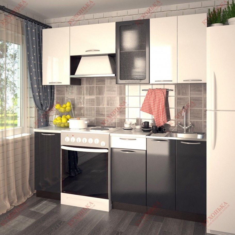 Кухонный гарнитур черно-белый