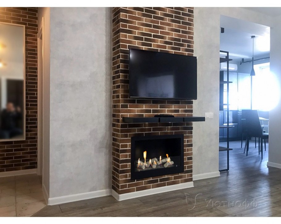 Электрокамин встроенный в стену