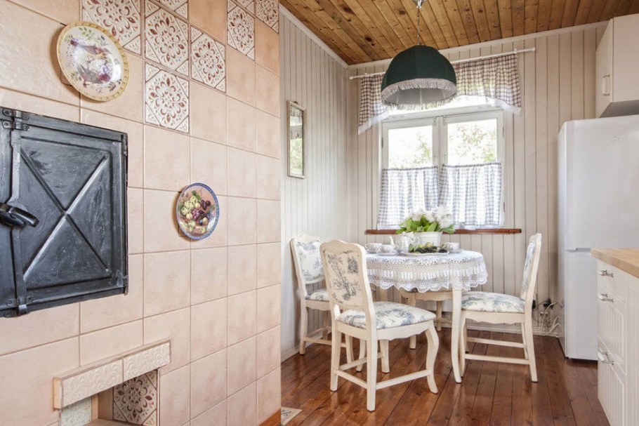 Кухня гостинная 15м стиль Кантри