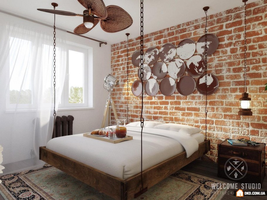 Декор из кирпича на стене