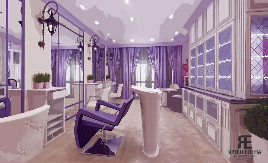 Интерьер салона красоты в светлых тонах