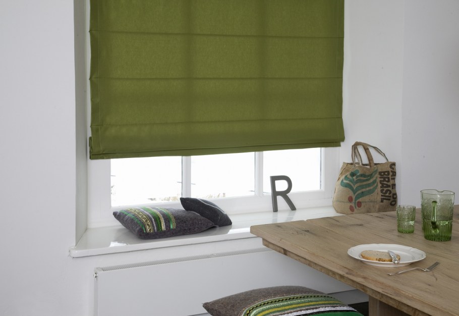 Римские шторы зеленые