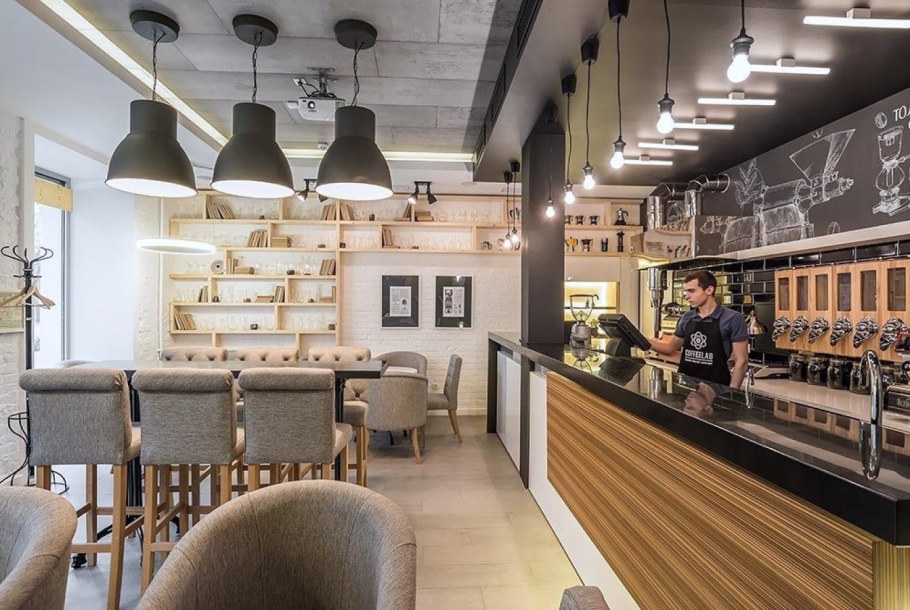 Интерьер кафе в стиле лофт Индустриальный Шик