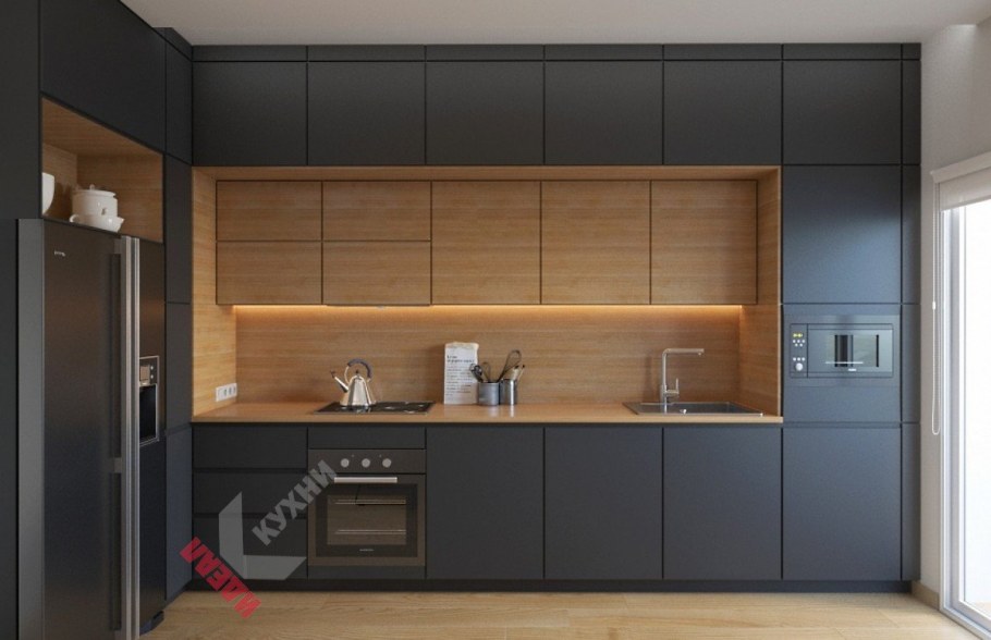 Кухни белые с деревом в современном стиле