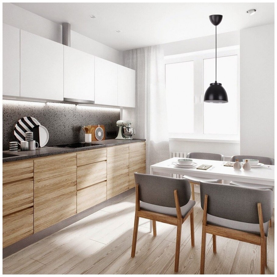 Кухня с деревянной столешницей