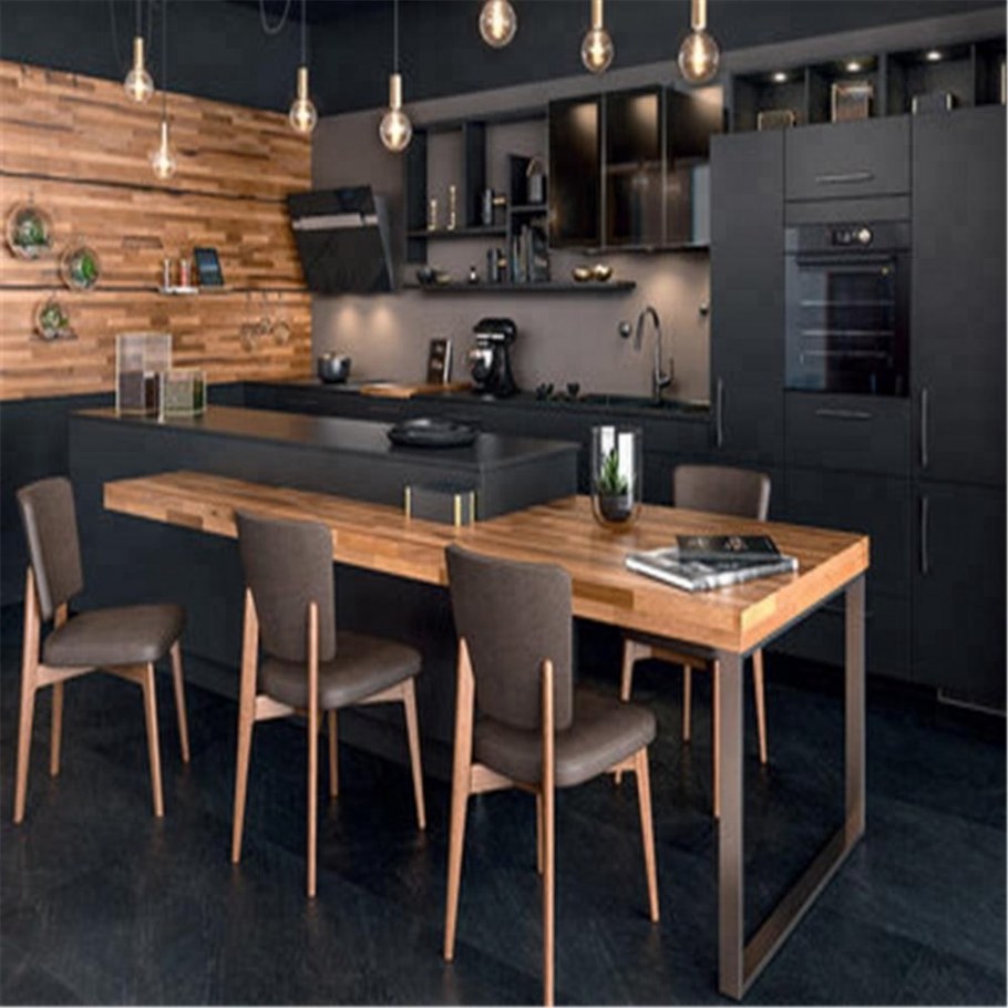 Кухонный гарнитур серый с деревом