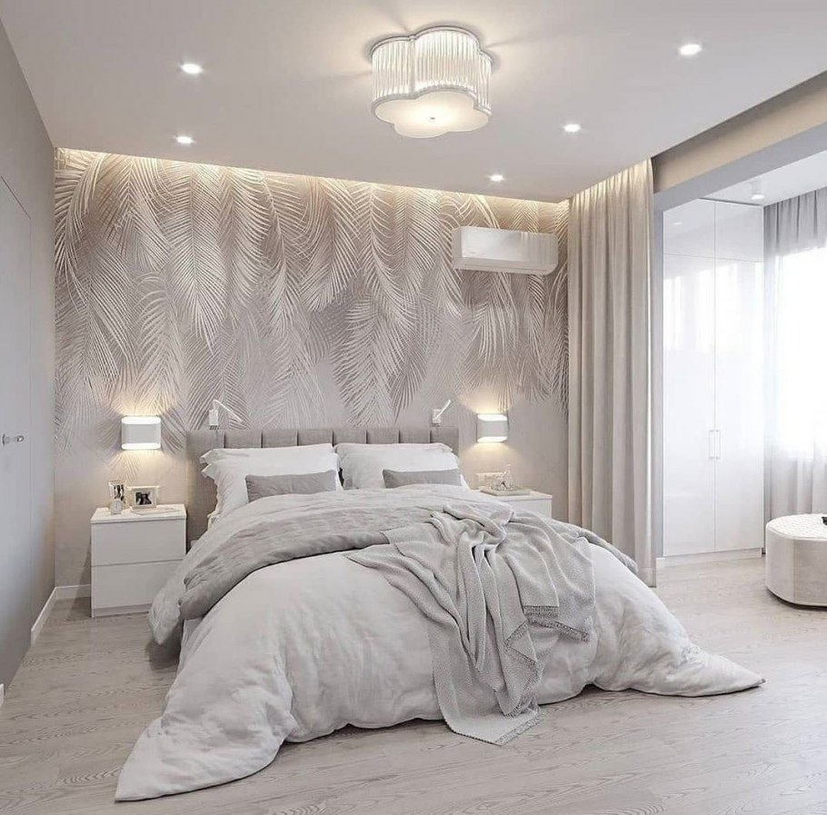 Спальня в современном стиле пастельных тонах