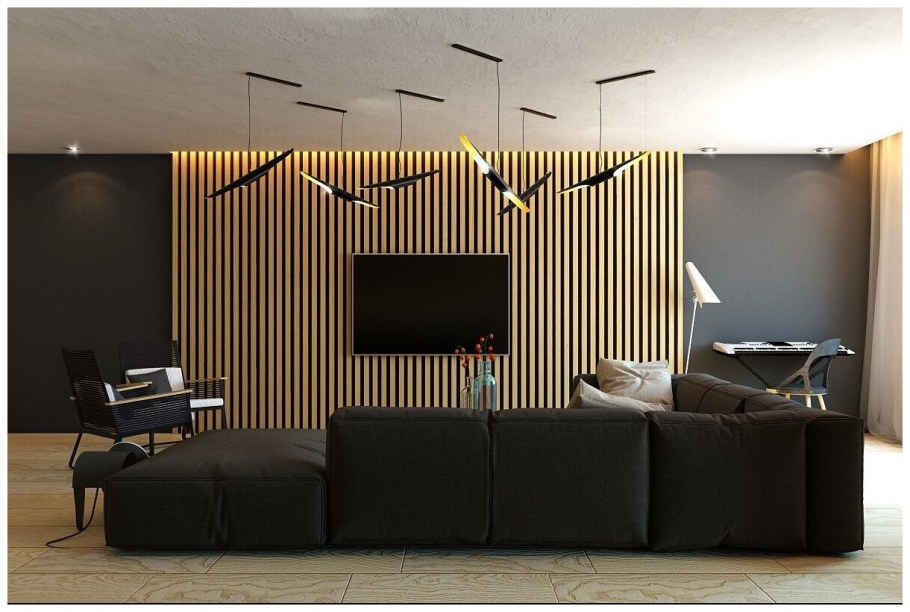 Отделка стен деревянными рейками