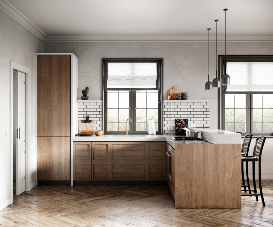 Сканди кухня серая