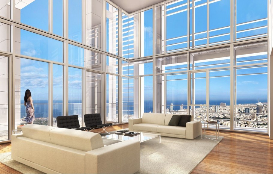 Панорамные окна небоскреб