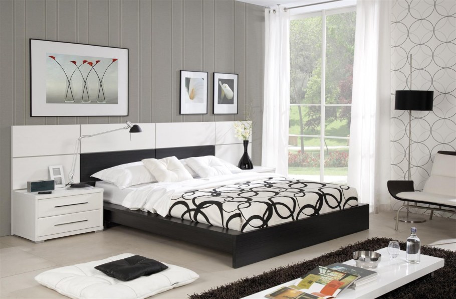 Белая глянцевая мебель для спальни