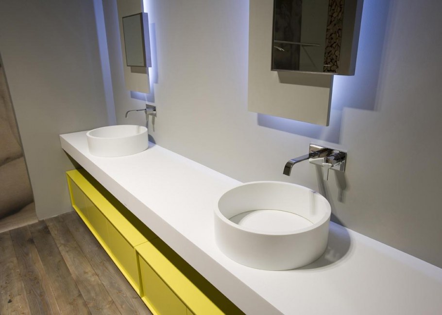 Встроенная раковина в деревянную столешницу