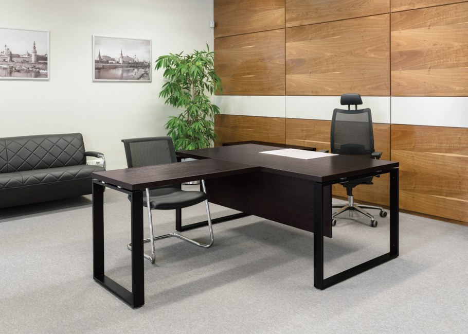 Стол руководителя с брифинг приставкой лофт