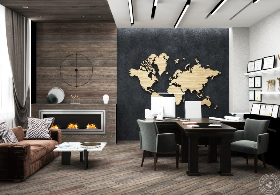 Дизайн кабинета руководителя в стиле лофт