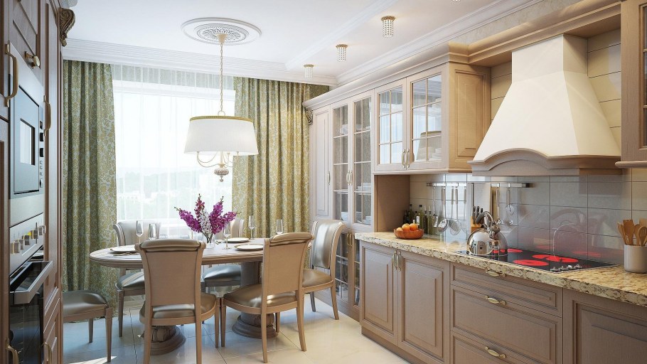 Шторы для кухни в классическом стиле