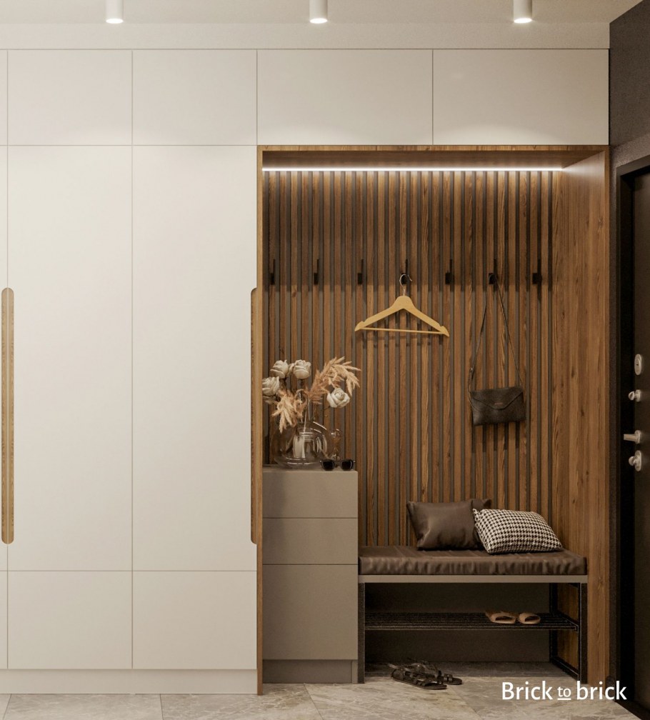 Деревянные рейки в коридоре