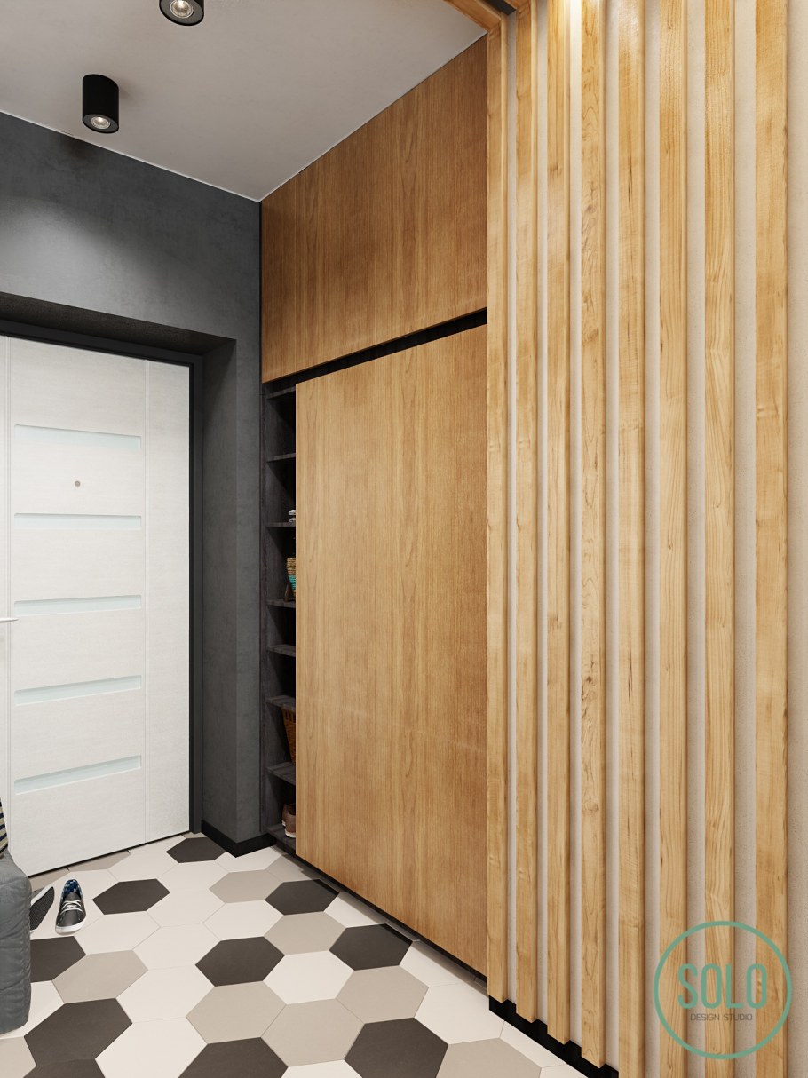 Деревянные рейки в коридоре