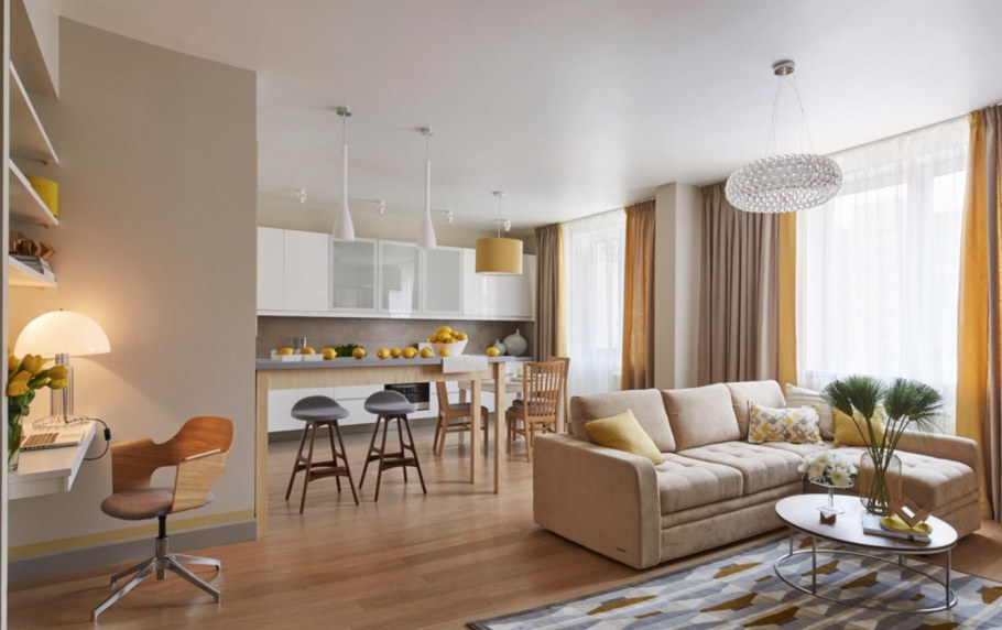 Кухня-гостиная 22м2 эколофт