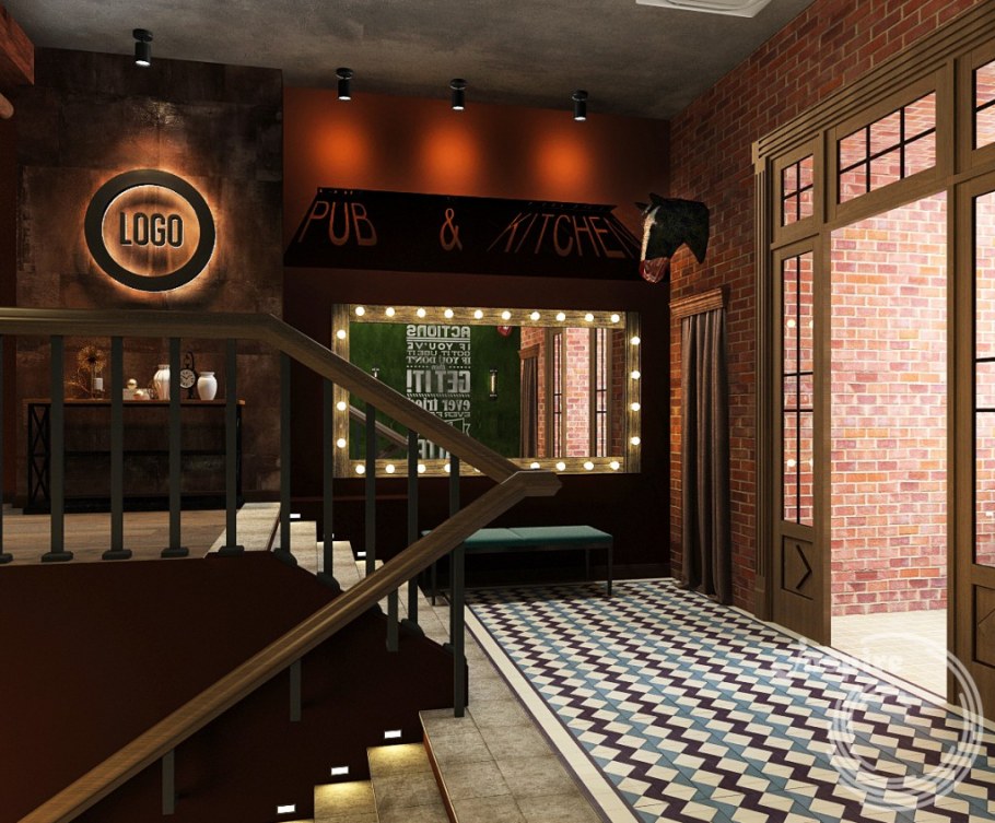 Интерьер в стиле паба на кухне