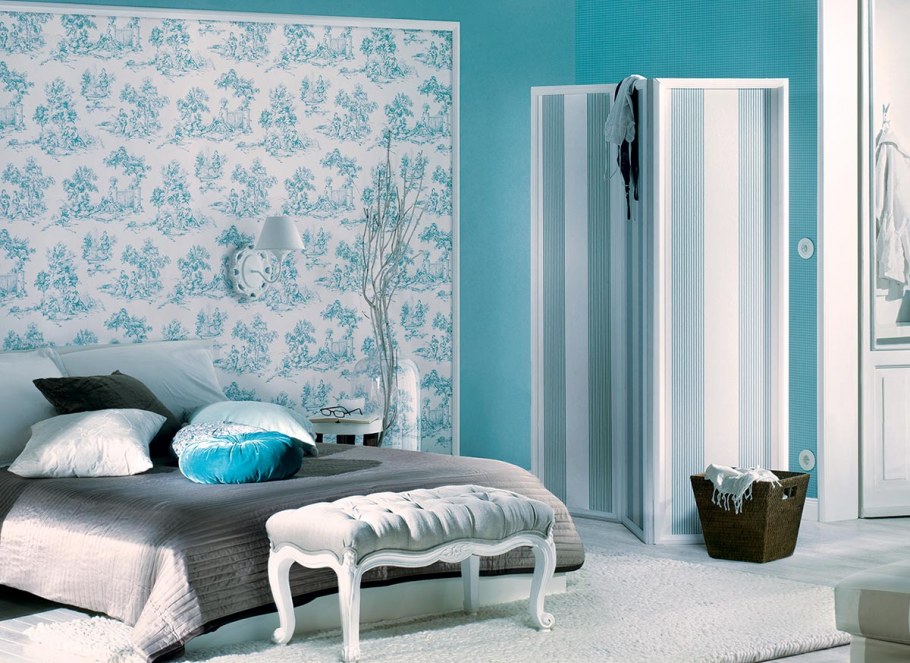 Спальня в бирюзовых тонах