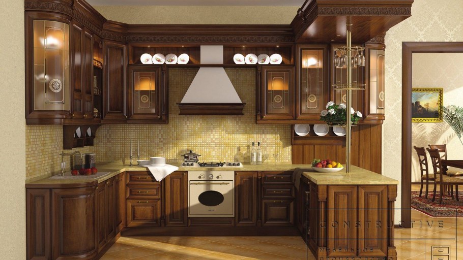 Кухня в особняке в классическом стиле