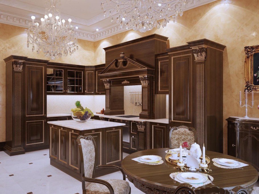 Коричневая кухня в интерьере